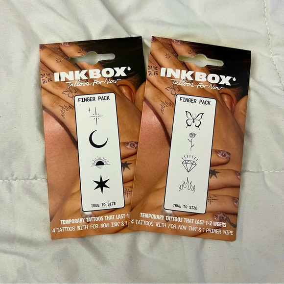 Inkbox Temporary Tattoos 2Pack: Stars Moon Sun and Butterfly Rose Flames Diamond - Picture 1 of 8